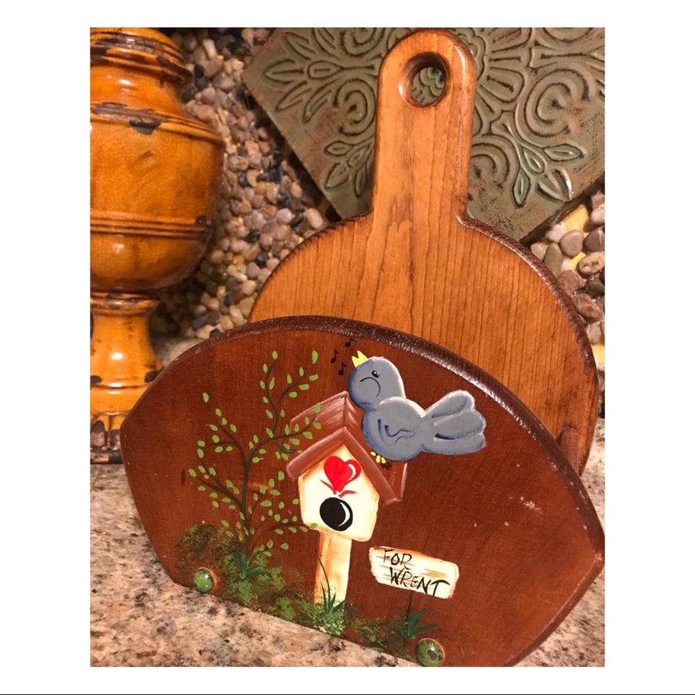 Vintage Wooden Paper Plate Holder